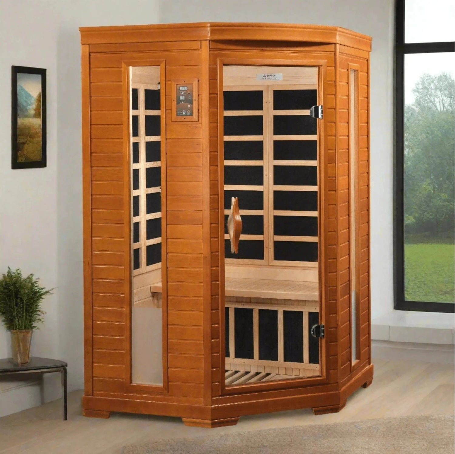 Trivano Living- "Heming" 2-person Corner Low EMF FAR Infrared Sauna - DYN-6225-02-Sauna-Trivano Living-Trivano Living