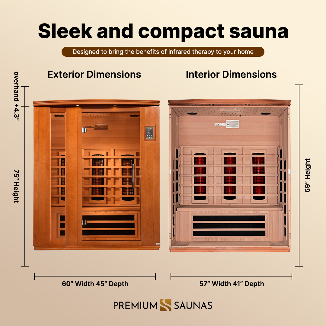 Trivano Living- "Lugano" 3-person Low EMF FAR Infrared Sauna DYN-6336-02-Sauna-Trivano Living-Trivano Living
